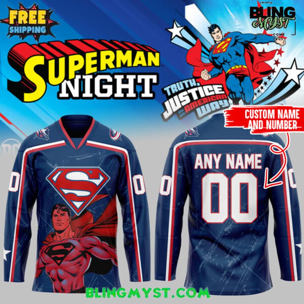 Columbus Blue Jackets Superman Night Special Hockey Jersey Columbus Blue Jackets Superman Night Special Hockey Jersey