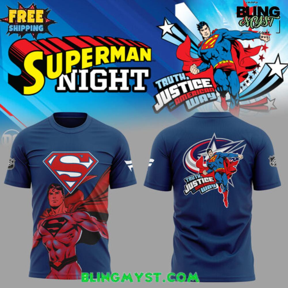 Columbus Blue Jackets Superman Night Special T-Shirt Columbus Blue Jackets Superman Night Special T-Shirt