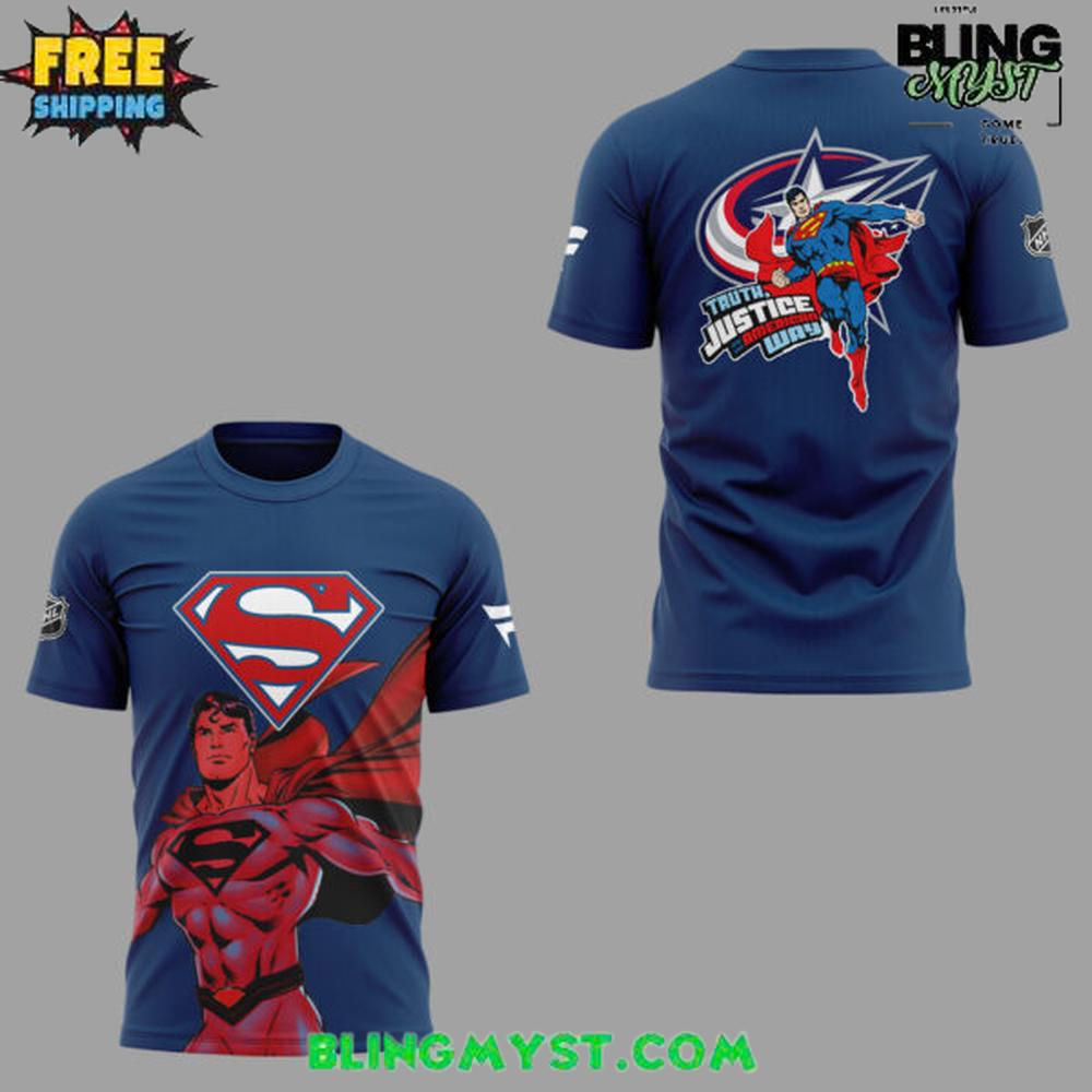 Columbus Blue Jackets Superman Night Special T-Shirt Columbus Blue Jackets Superman Night Special T-Shirt