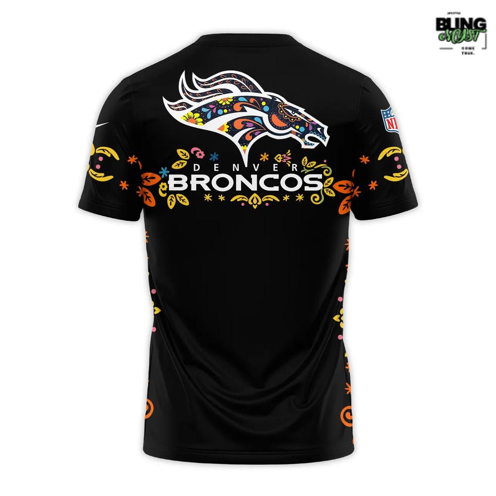 Denver Broncos Día de los Muertos NFL T-Shirt Denver Broncos Día de los Muertos NFL T-Shirt