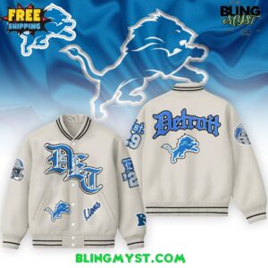 Detroi Lions Vintage Cream Old English Special Edition Varsity Jacket