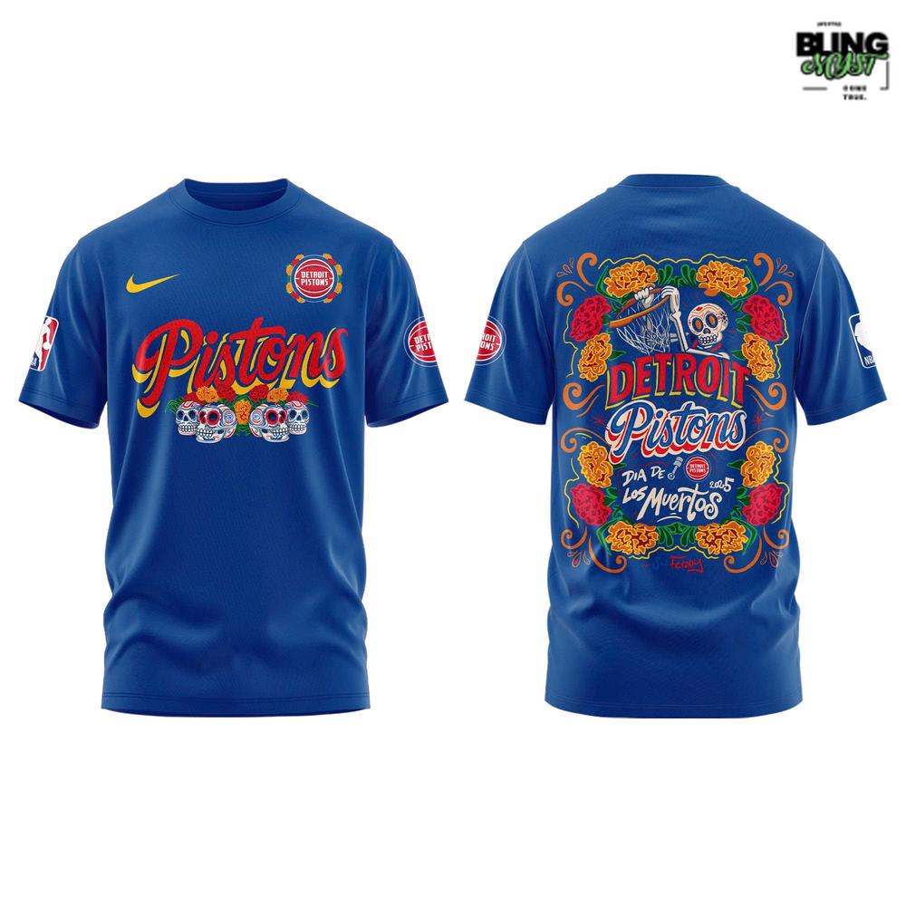 Detroit Pistons Día De Los Muertos 2025 T-Shirt Detroit Pistons Día De Los Muertos 2025 T-Shirt