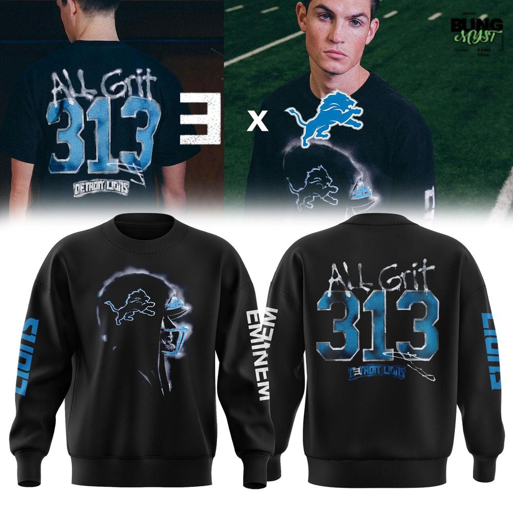 Eminem x Detroit Lions All Grit 313 Limited Sweatshirt Eminem x Detroit Lions All Grit 313 Limited Sweatshirt