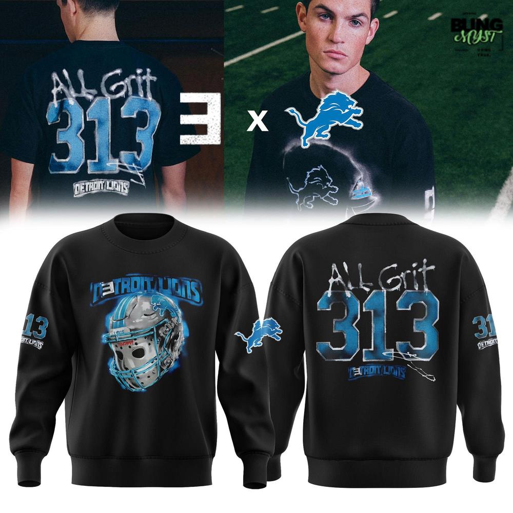 Eminem x Detroit Lions All Grit 313 Limited Sweatshirt Eminem x Detroit Lions All Grit 313 Limited Sweatshirt