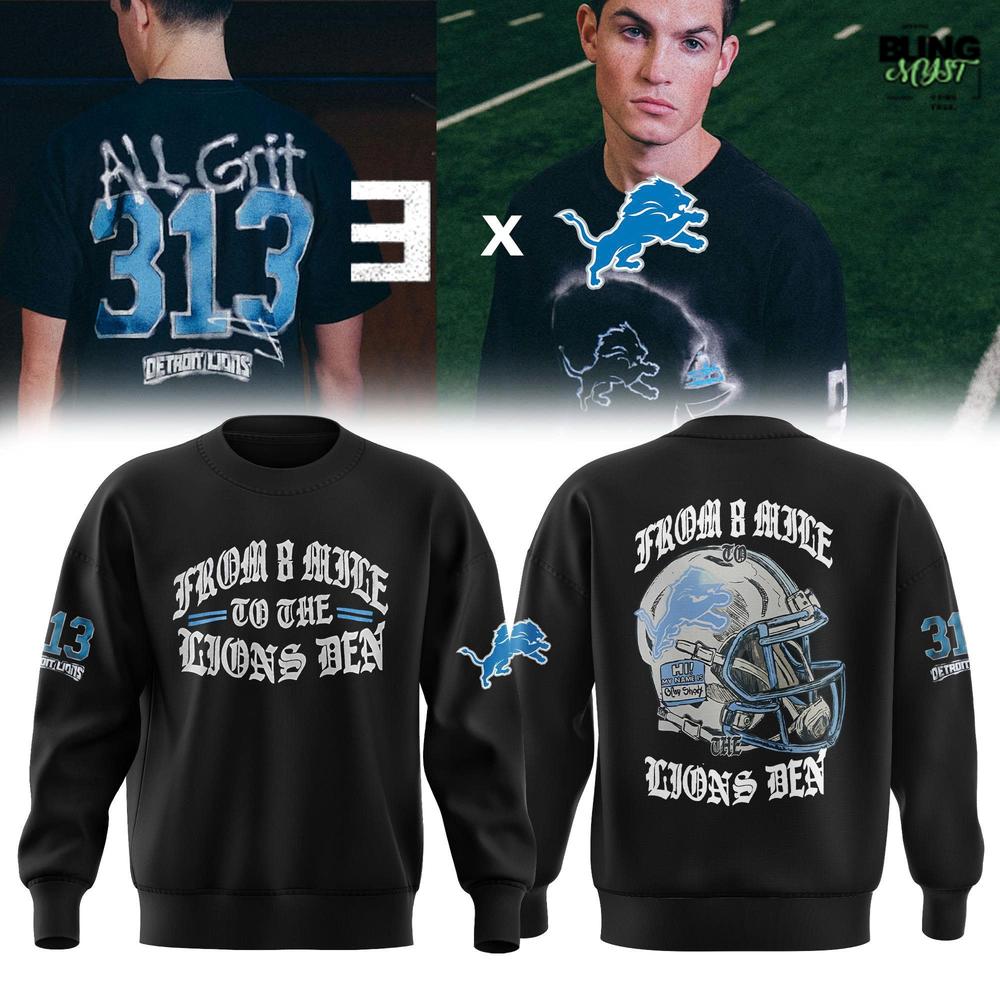 Eminem x Detroit Lions All Grit 313 Limited Sweatshirt Eminem x Detroit Lions All Grit 313 Limited Sweatshirt