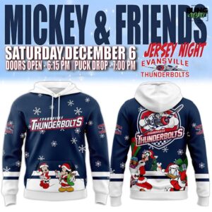 Evansville Thunderbolts Mickey Merry Christmas 2025 Hoodie