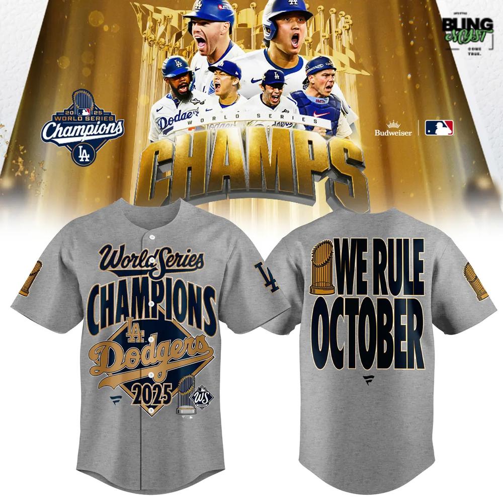 Los Angeles Dodgers 2025 World Series Champions We Rule October Baseball Jersey Los Angeles Dodgers 2025 World Series Champions We Rule October Baseball Jersey