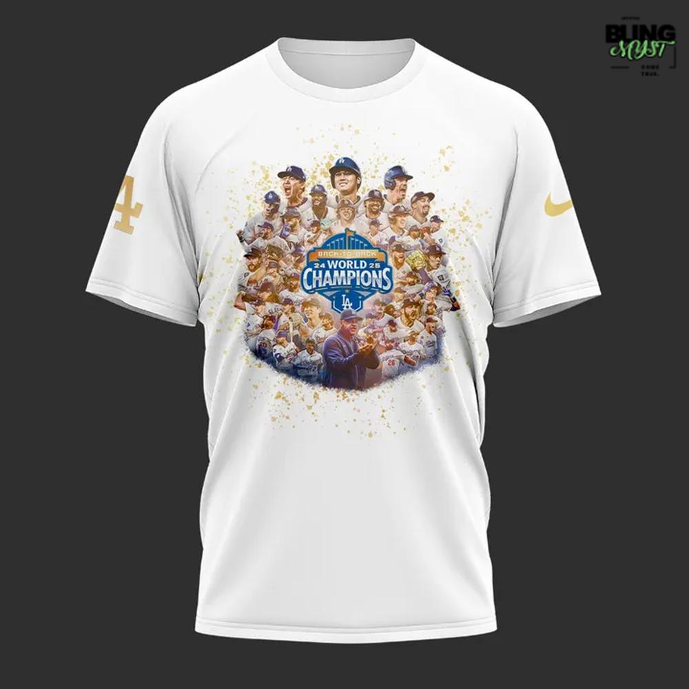 Los Angeles Dodgers Back To Back World Series Champions 2025 T-Shirt Los Angeles Dodgers Back To Back World Series Champions 2025 T-Shirt