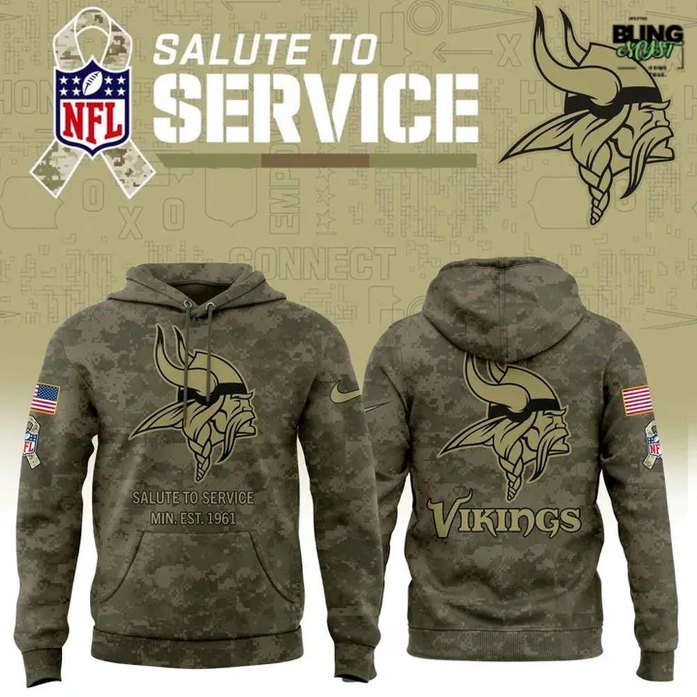 Minnesota Vikings Salue to Service 2025-2026 Camo Hoodie Minnesota Vikings Salue to Service 2025-2026 Camo Hoodie