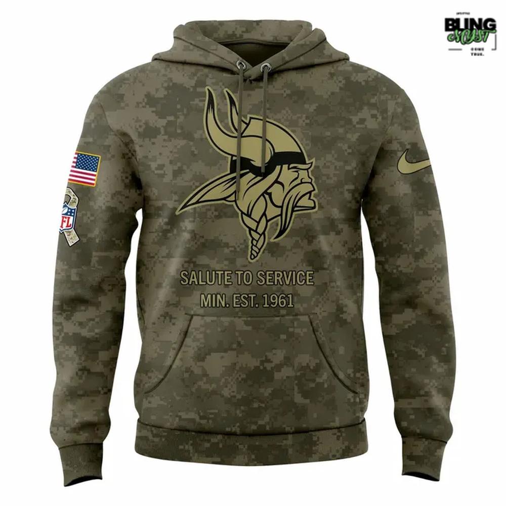 Minnesota Vikings Salue to Service 2025-2026 Camo Hoodie Minnesota Vikings Salue to Service 2025-2026 Camo Hoodie