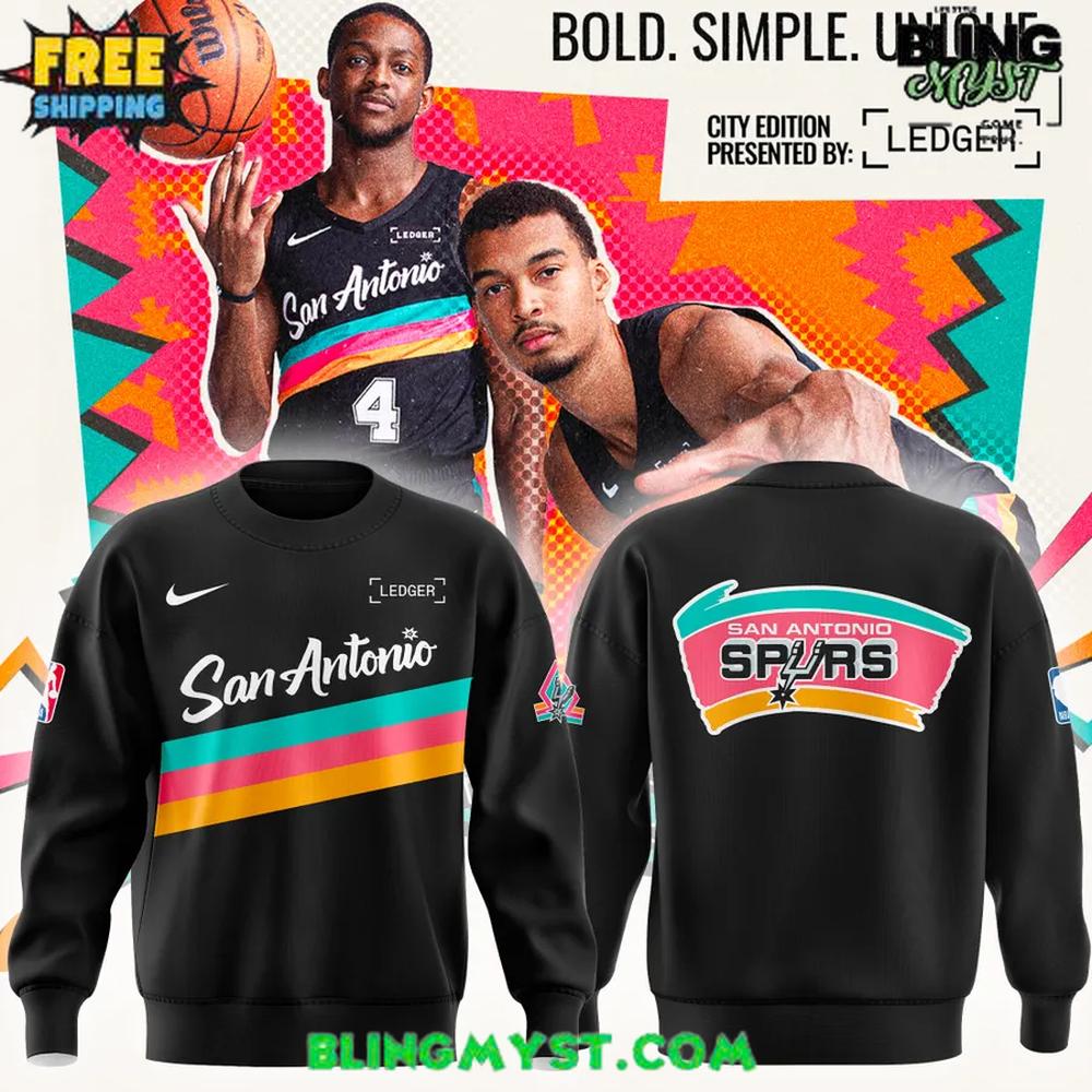 San Antonio Spurs Back To Black City Sweatshirt San Antonio Spurs Back To Black City Sweatshirt