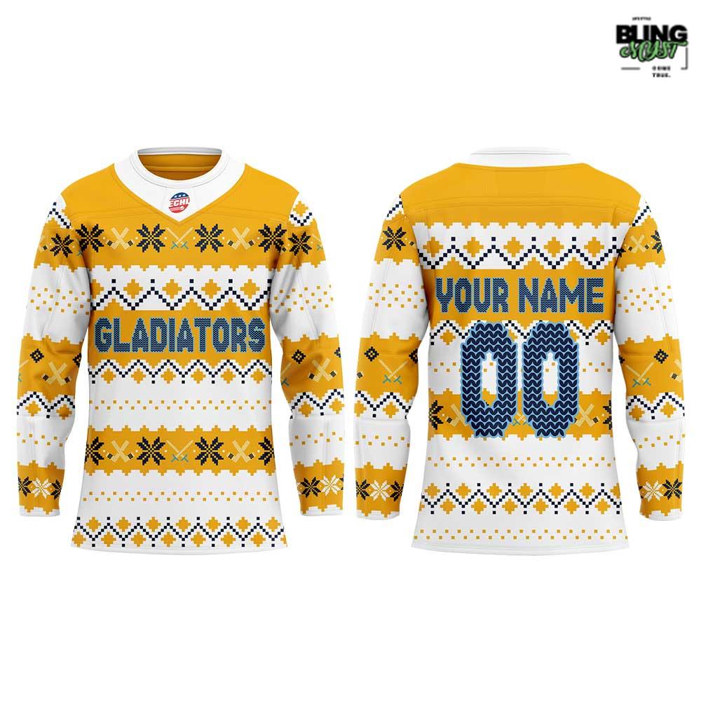 Atlanta Gladiators Max’s Holiday Party Game Worn Player Hocker Jersey Atlanta Gladiators Max’s Holiday Party Game Worn Player Hocker Jersey