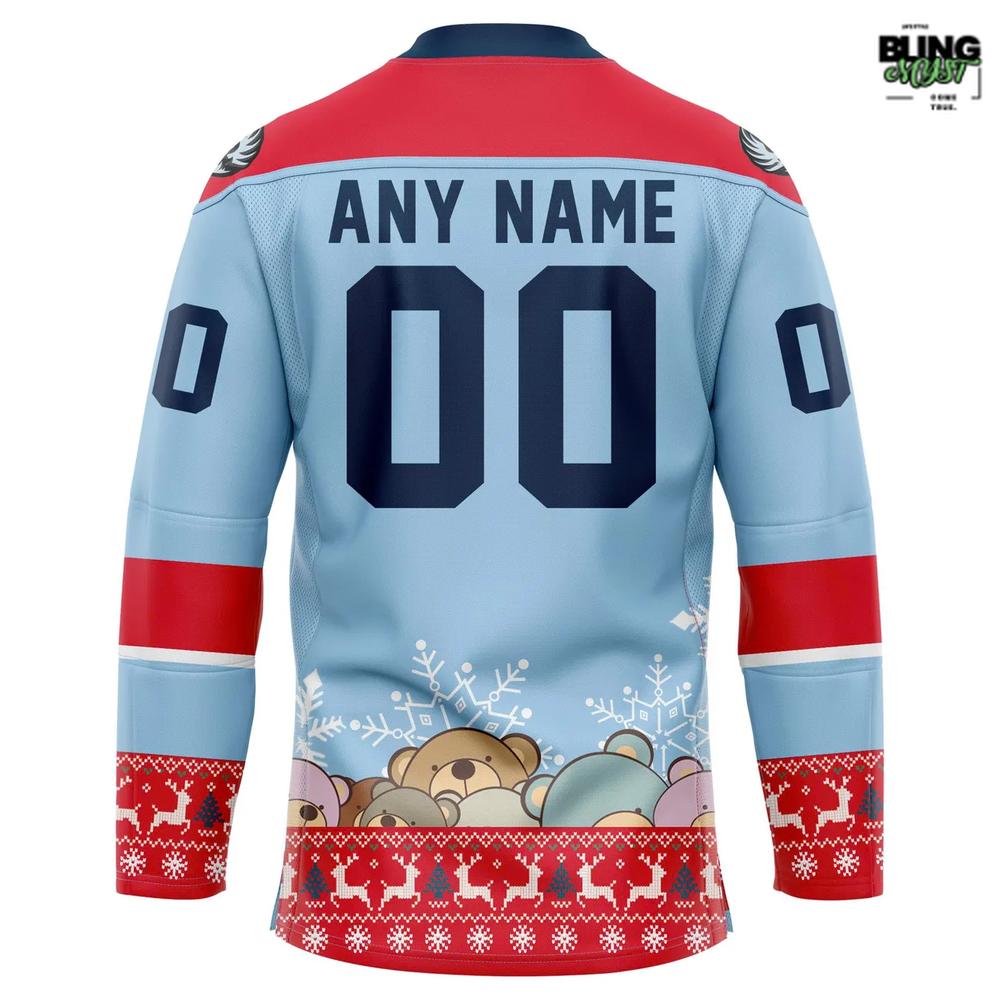 Coachella Valley Firebirds Teddy Bear Toss Christmas Hockey Jersey Coachella Valley Firebirds Teddy Bear Toss Christmas Hockey Jersey