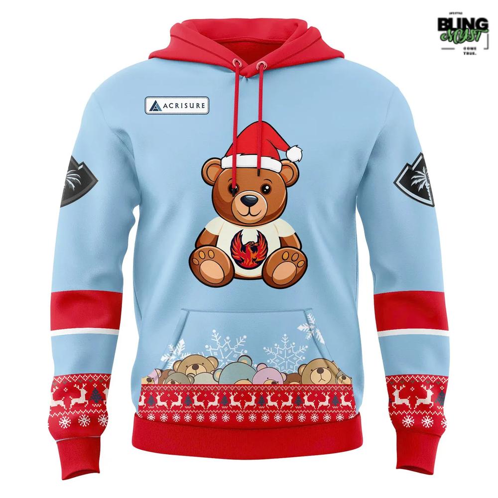 Coachella Valley Firebirds Teddy Bear Toss Christmas Hoodie Coachella Valley Firebirds Teddy Bear Toss Christmas Hoodie