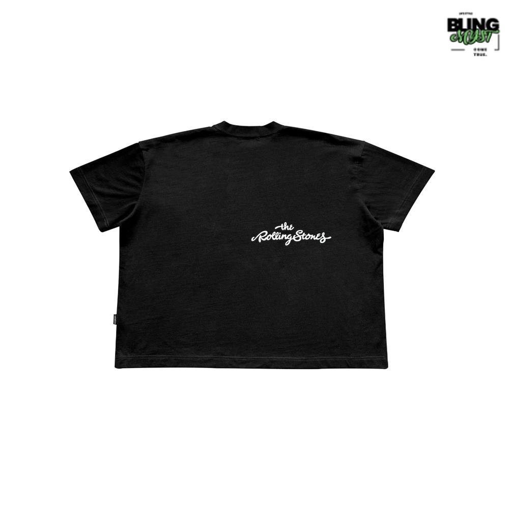Dirty Coins Rolling Stones Big Logo Print T-Shirt Black Dirty Coins Rolling Stones Big Logo Print T-Shirt Black