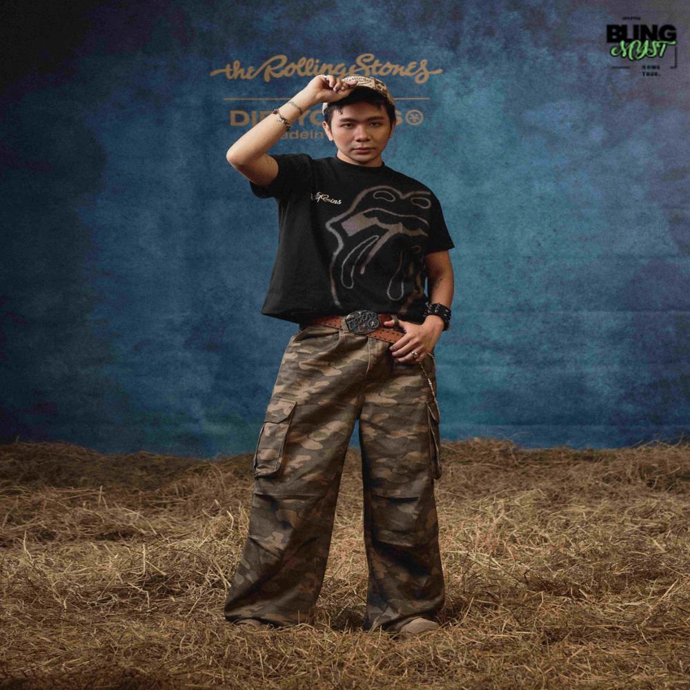 Dirty Coins Rolling Stones Big Logo Print T-Shirt Black Dirty Coins Rolling Stones Big Logo Print T-Shirt Black