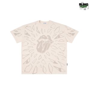 Dirty Coins Rolling Stones Breaking Printed T-Shirt Cream
