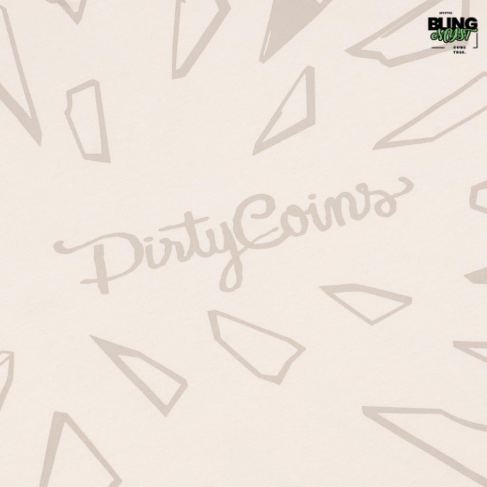 Dirty Coins Rolling Stones Breaking Printed T-Shirt Cream Dirty Coins Rolling Stones Breaking Printed T-Shirt Cream