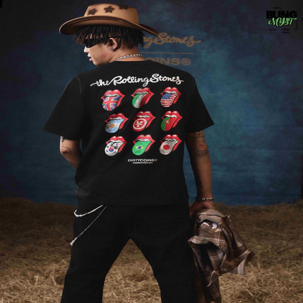 Dirty Coins Rolling Stones International T-Shirt Black Dirty Coins Rolling Stones International T-Shirt Black