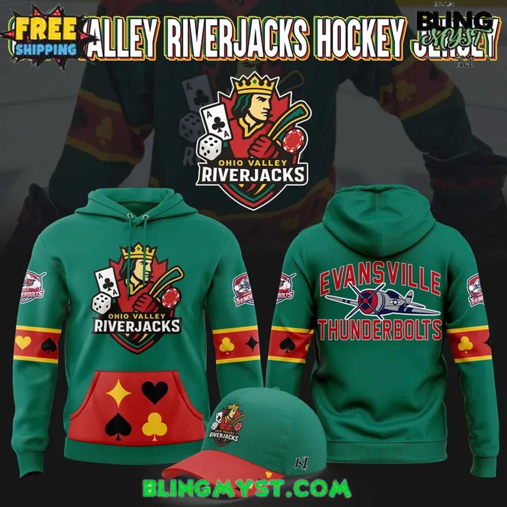 Evansville Thunderbolts x Ohio Valley Riverjacks Special Edition Hoodie Evansville Thunderbolts x Ohio Valley Riverjacks Special Edition Hoodie