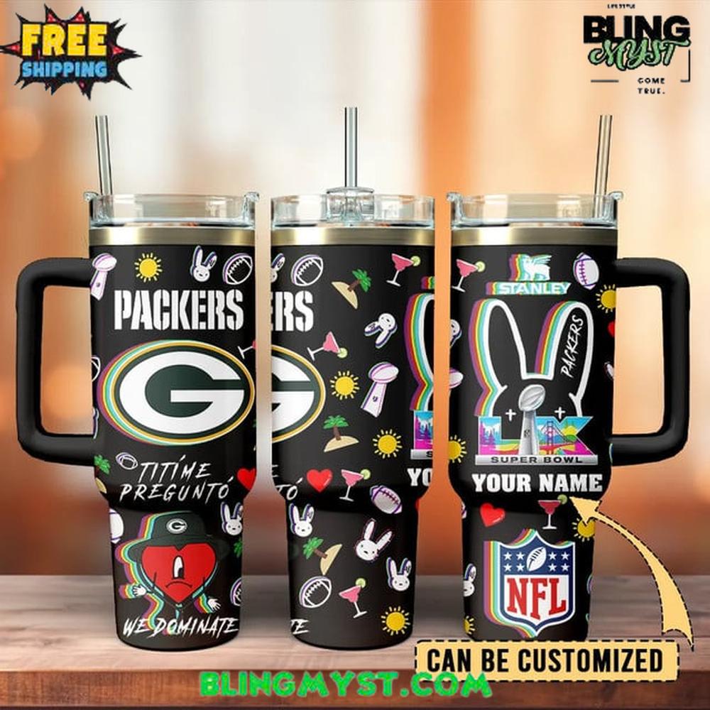 Green Bay Packers x Bad Bunny Super Bowl LX Stanley Tumbler Cup Green Bay Packers x Bad Bunny Super Bowl LX Stanley Tumbler Cup