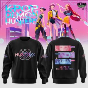 K-Pop Demon Hunters HUNTRIX Black Crewneck Sweatshirt