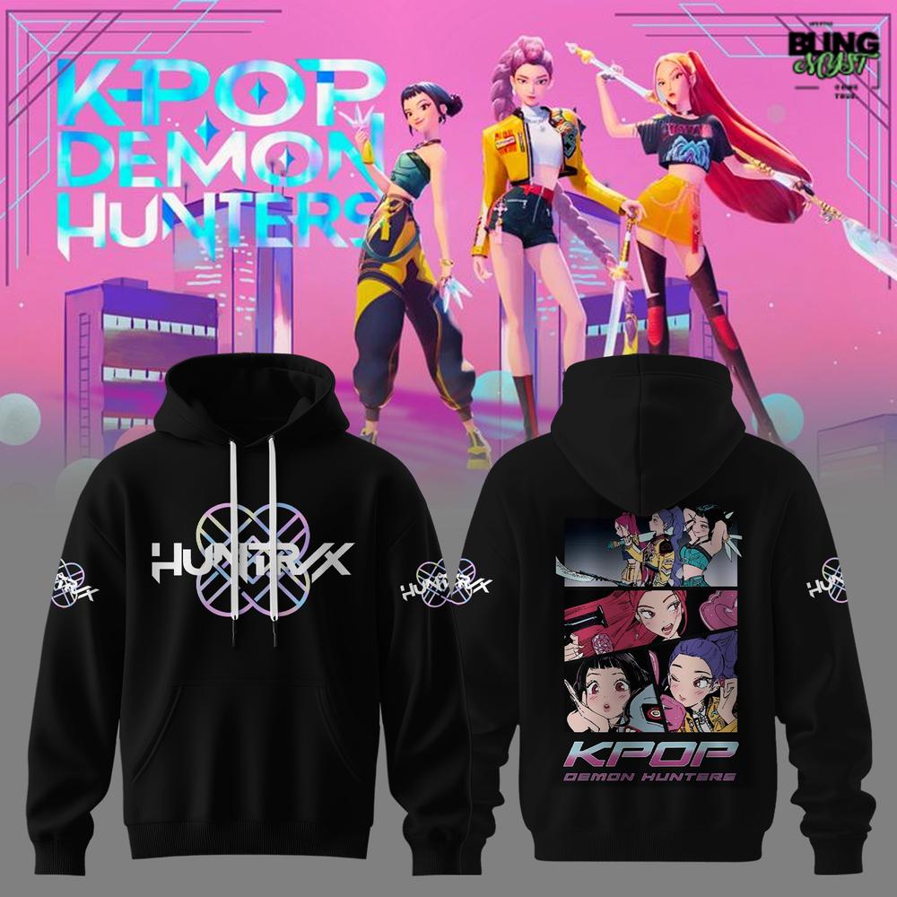 K-Pop Demon Hunters HUNTRIX Black Hoodie K-Pop Demon Hunters HUNTRIX Black Hoodie