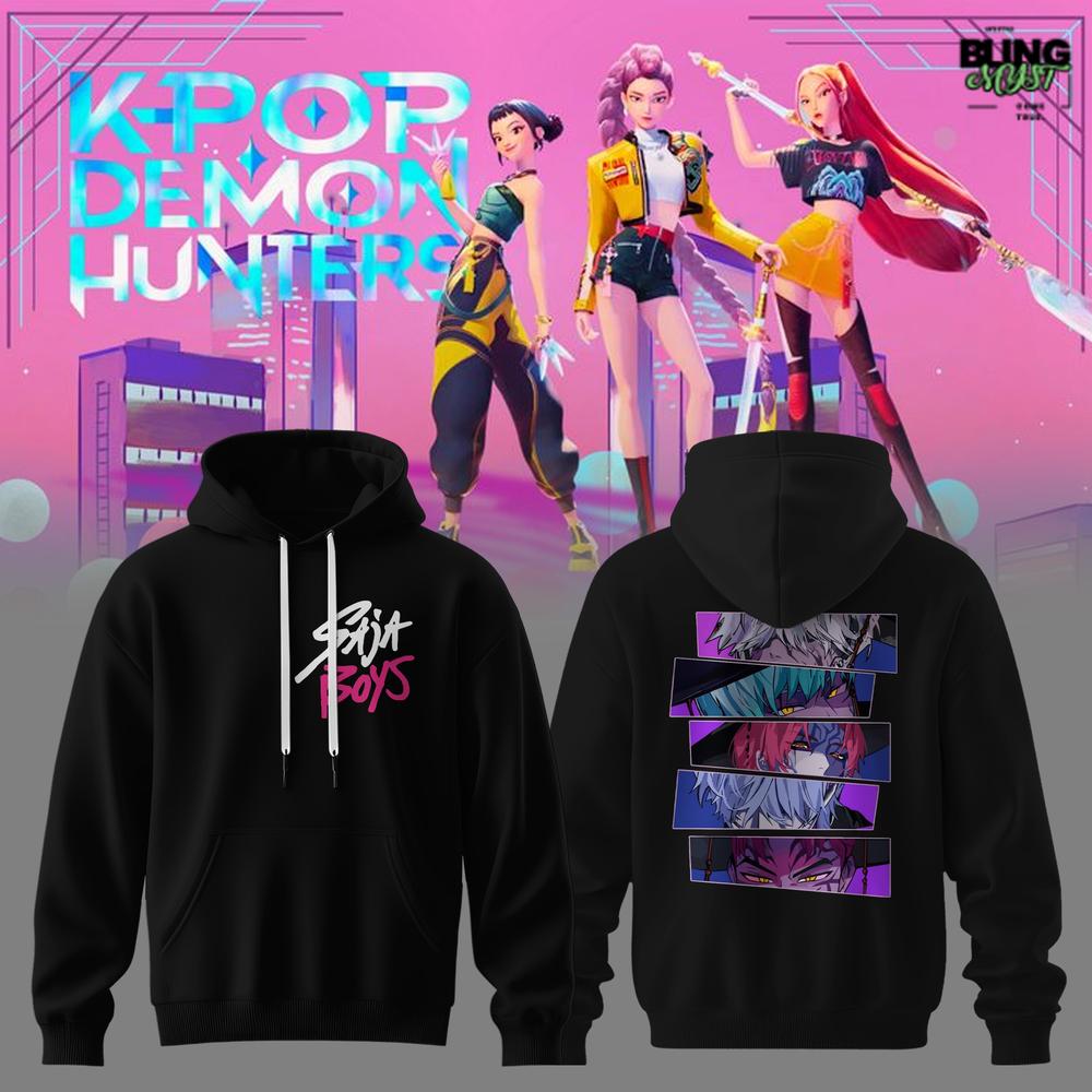 K-Pop Demon Hunters HUNTRIX Black Hoodie K-Pop Demon Hunters HUNTRIX Black Hoodie