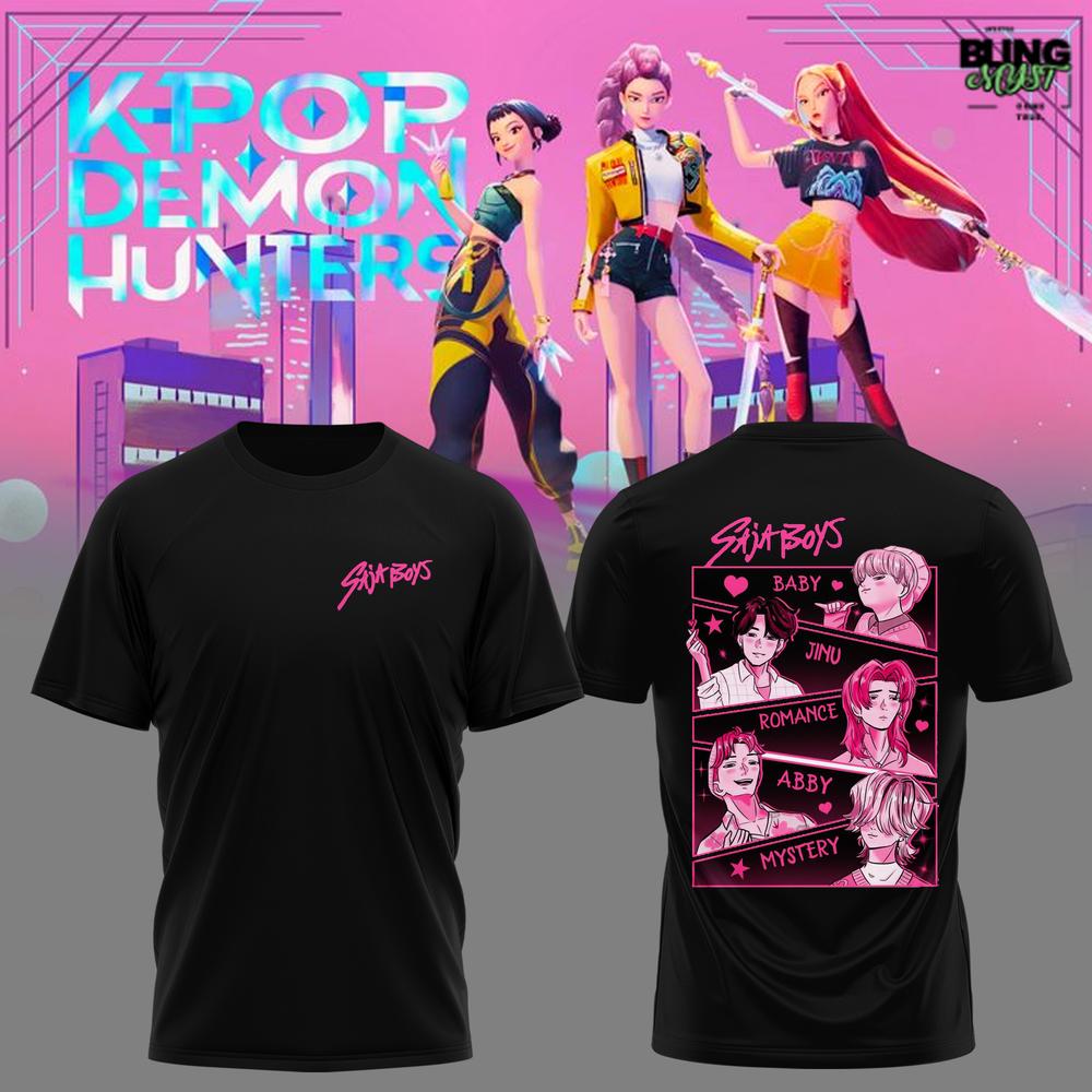 K-Pop Demon Hunters HUNTRIX Black T-Shirt K-Pop Demon Hunters HUNTRIX Black T-Shirt