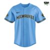 Milwaukee Brewers Powder Blue Uniforms NBA Baseball Jersey 2