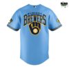 Milwaukee Brewers Powder Blue Uniforms NBA Baseball Jersey 3