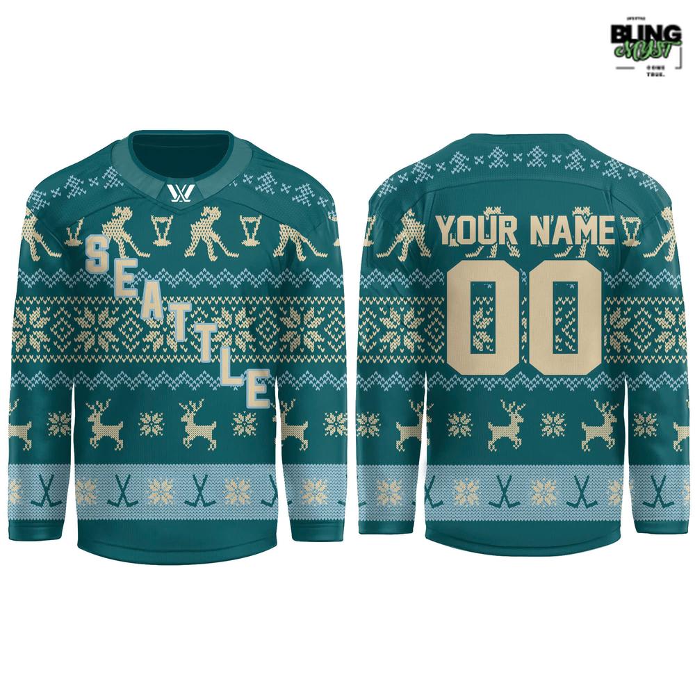 PWHL Seattle Torrent Christmas Holiday 2025 Ugly Hockey Jersey PWHL Seattle Torrent Christmas Holiday 2025 Ugly Hockey Jersey