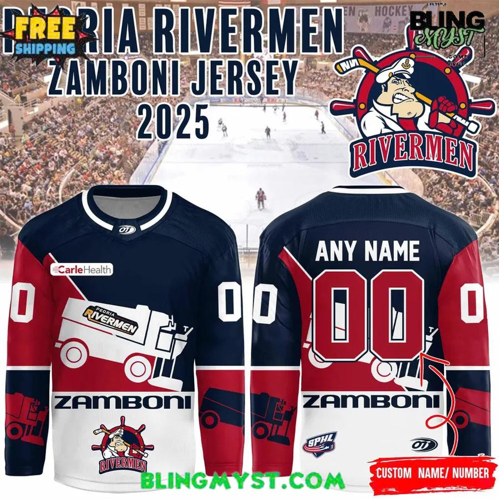 Peoria Rivermen Zamboni replica Special Hockey Jersey Peoria Rivermen Zamboni replica Special Hockey Jersey