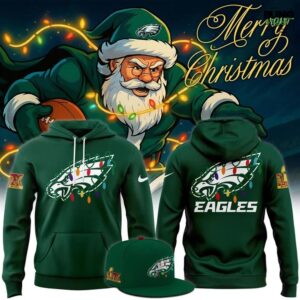 Philadelphia Eagles 2025 Merry Christmas Super Bowl Hoodie