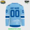 Roanoke Rail Yard Dawgs Light Blue Pro Edition Hockey Jersey 3
