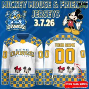 Roanoke Rail Yard Dawgs x Mickey Mouse & Friends 2026 Hockey Jersey