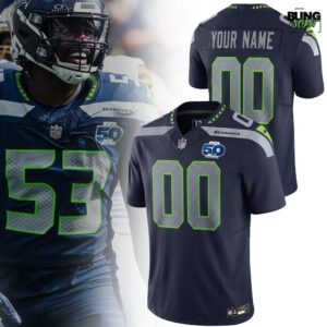 Seattle Seahawks Nike College Navy 50th Season Game Football Jersey