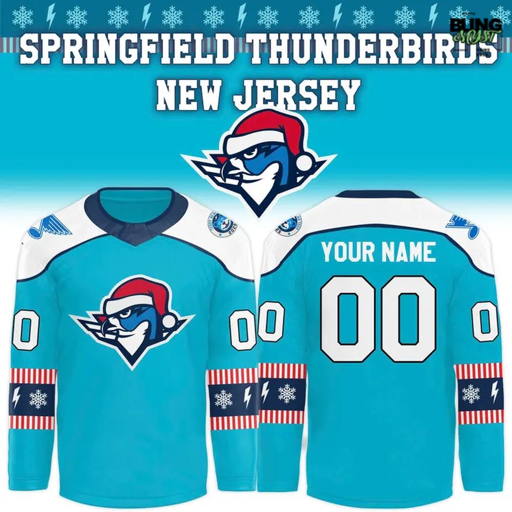 Springfield Thunderbirds Merry Christmas Holiday 2025 Hockey Jersey Springfield Thunderbirds Merry Christmas Holiday 2025 Hockey Jersey