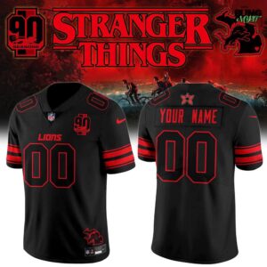 Stranger Things Detroit Lions 90 Season Game Football Jersey