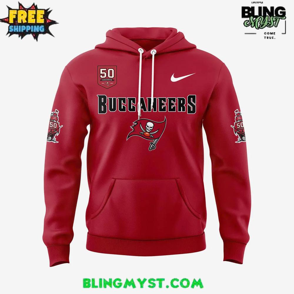 Tampa Bay Buccaneers Raise the Flags 50 Seasons of The Buccaneers Hoodie Tampa Bay Buccaneers Raise the Flags 50 Seasons of The Buccaneers Hoodie