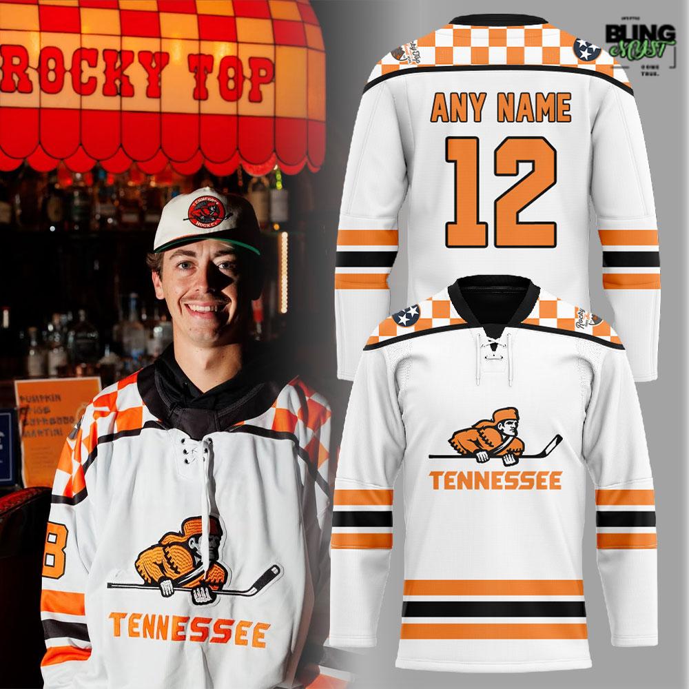 Tennessee Ice Hockey Chuck-A-Puck Uniform White Hockey Jersey Tennessee Ice Hockey Chuck-A-Puck Uniform White Hockey Jersey