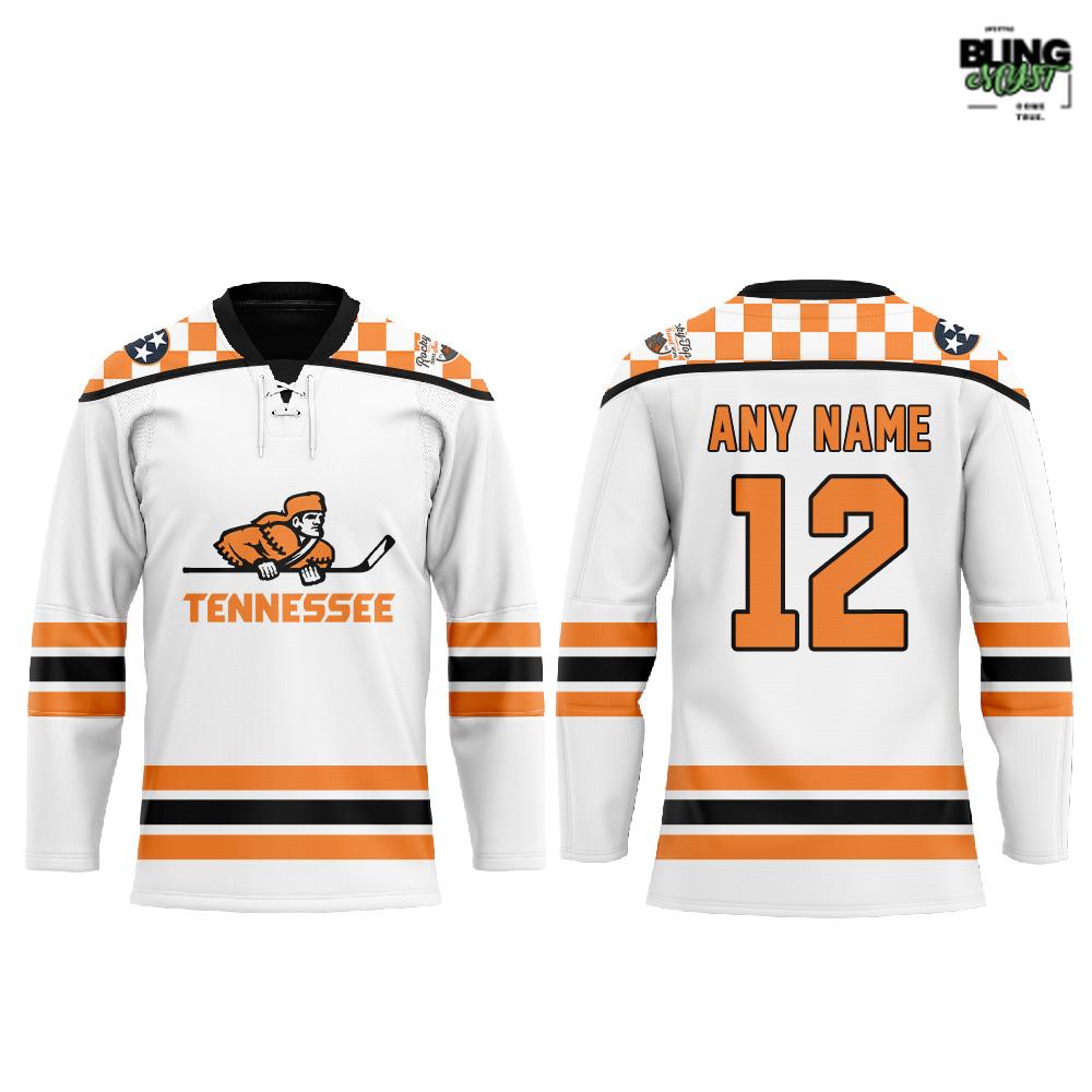 Tennessee Ice Hockey Chuck-A-Puck Uniform White Hockey Jersey Tennessee Ice Hockey Chuck-A-Puck Uniform White Hockey Jersey