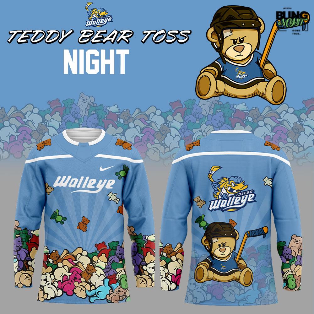 Toledo Walleye Teddy Bear Toss Night Edition Hockey Jersey Toledo Walleye Teddy Bear Toss Night Edition Hockey Jersey
