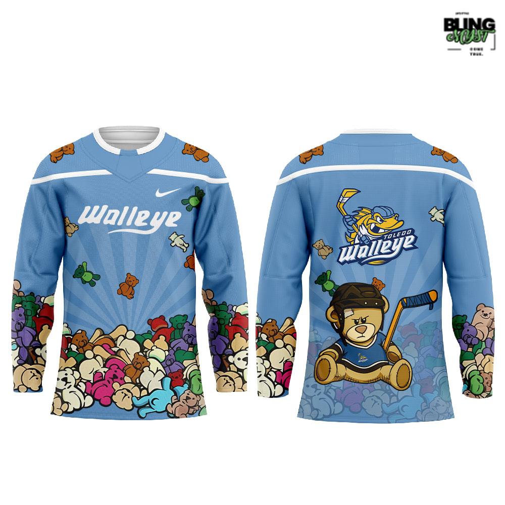 Toledo Walleye Teddy Bear Toss Night Edition Hockey Jersey Toledo Walleye Teddy Bear Toss Night Edition Hockey Jersey