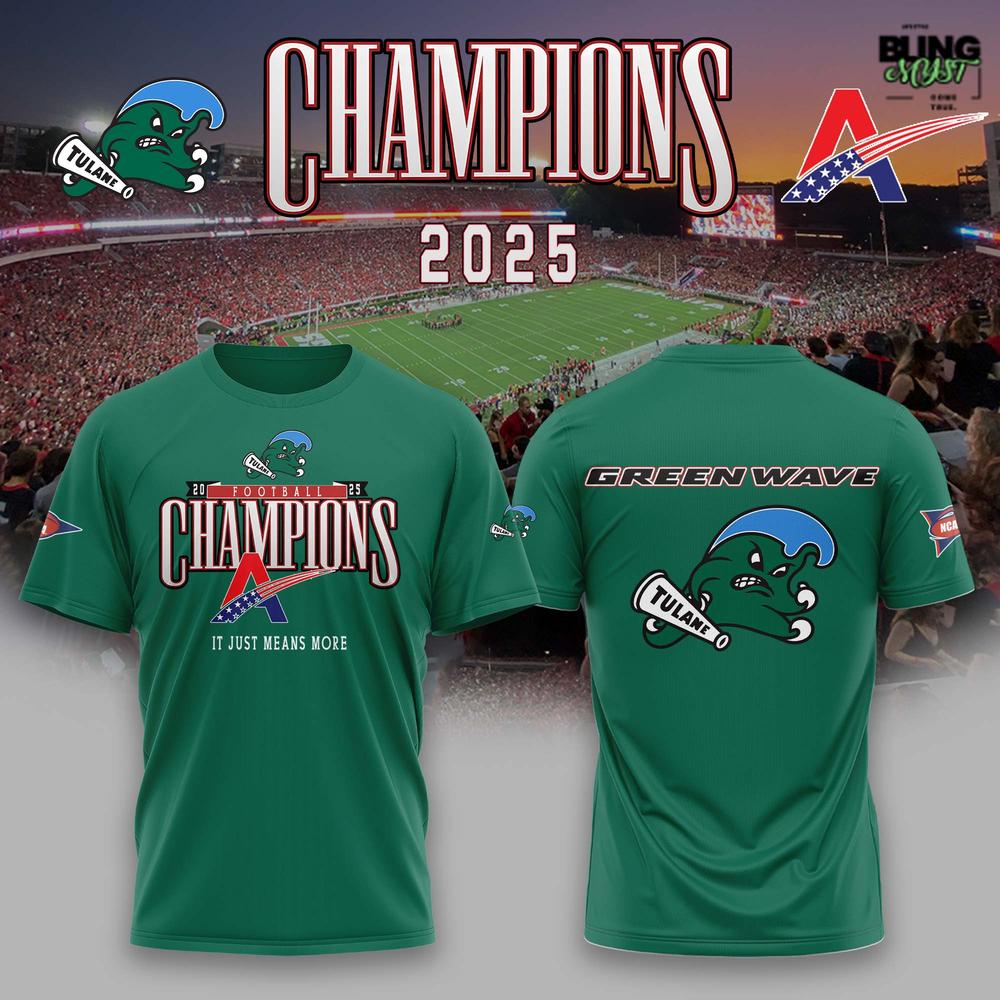 Tulane Green Wave 2025 SBC Champions T-Shirt Tulane Green Wave 2025 SBC Champions T-Shirt