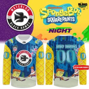 Waterloo Black Hawks SpongeBob Squarepants Special Hockey Jersey