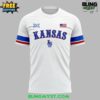 White Kansas Jayhawks Basketball Throwback 2025 Special T Shirt 2