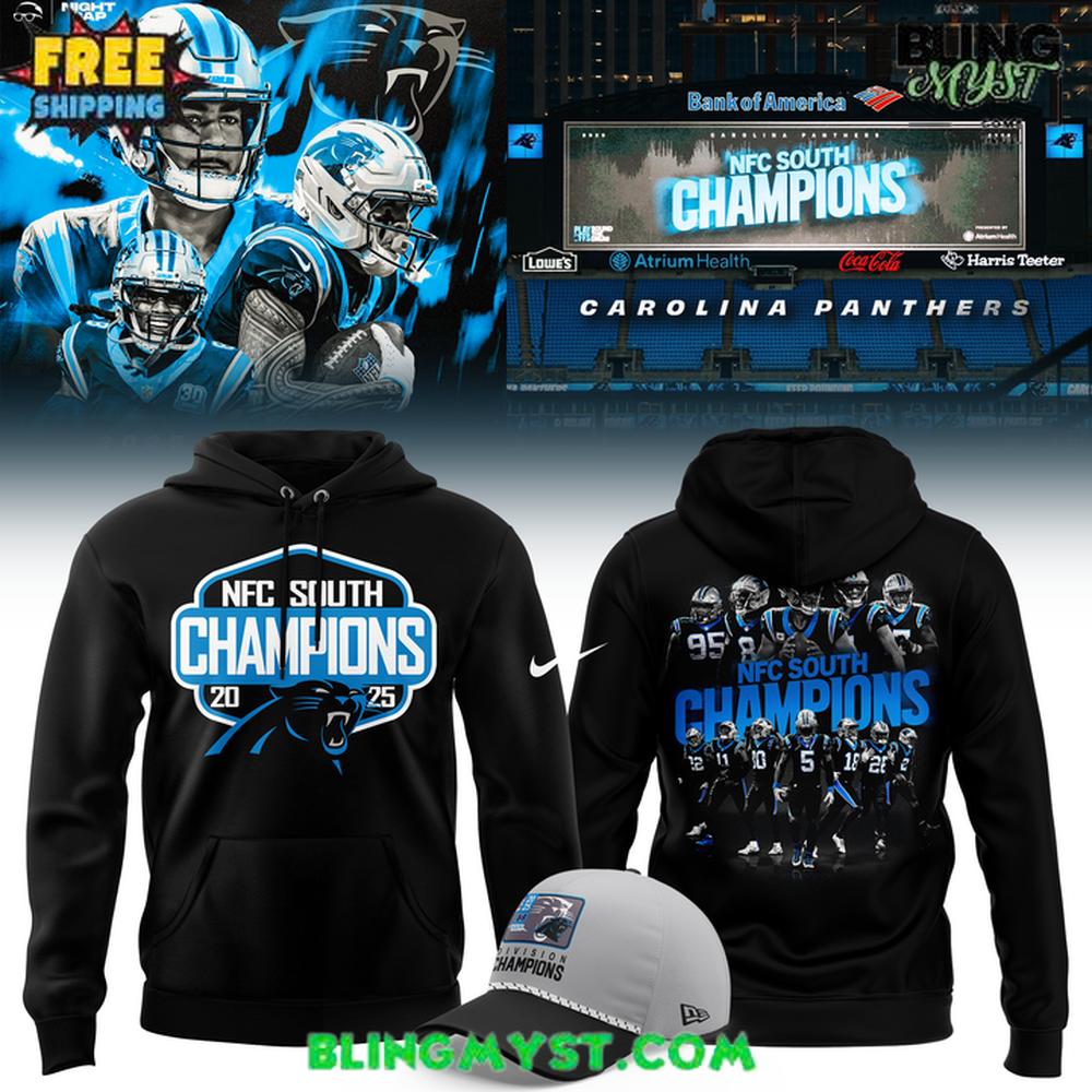 Carolina Panthers 2025 NFC South Division Champions Black Hoodie Carolina Panthers 2025 NFC South Division Champions Black Hoodie