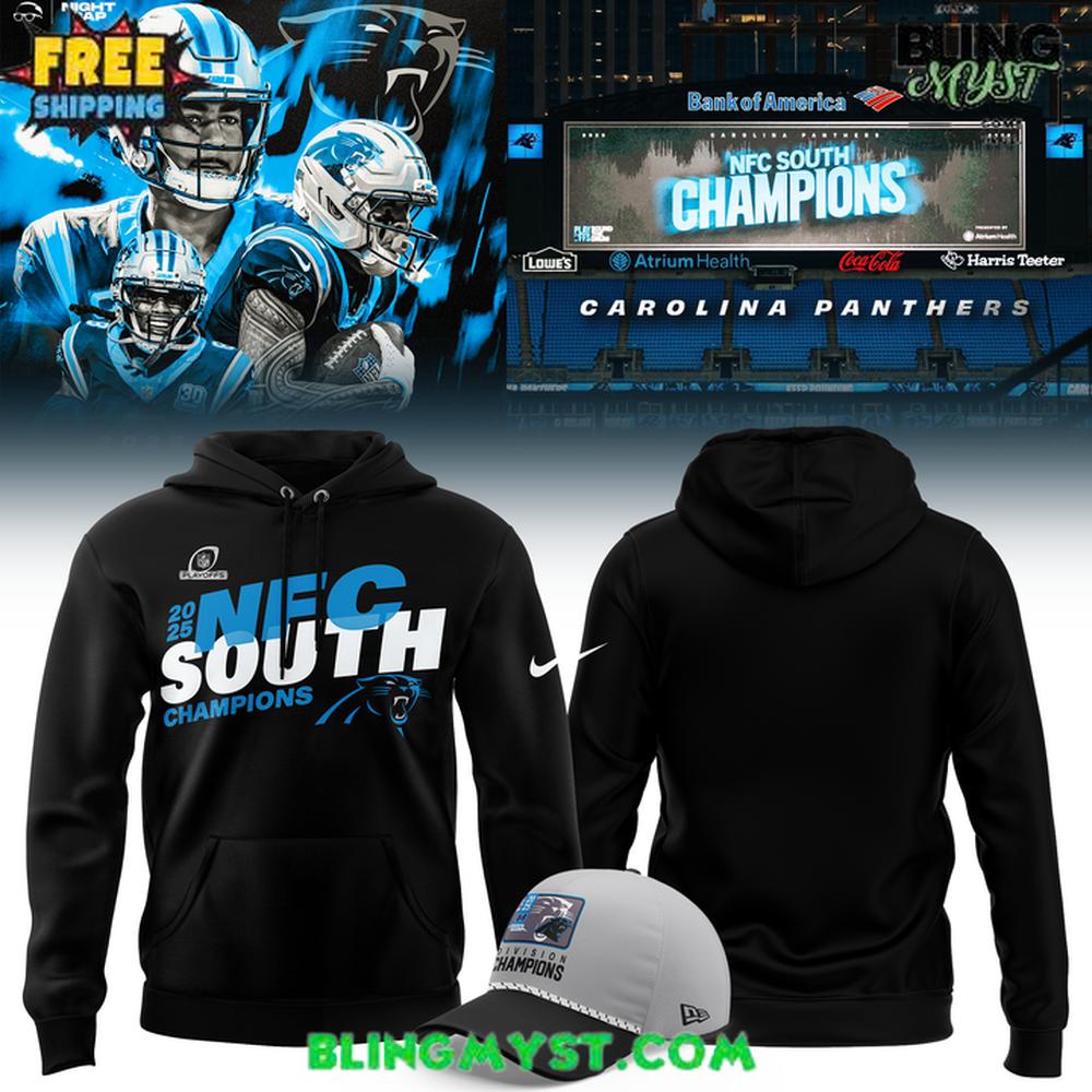 Carolina Panthers 2025 NFC South Division Champions New Era Hoodie Carolina Panthers 2025 NFC South Division Champions New Era Hoodie