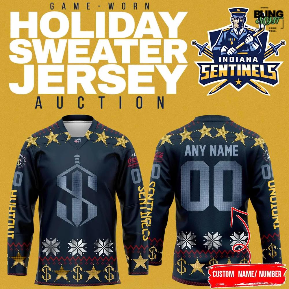 Indiana Sentinels Game-Worn 2026 Holiday Hockey Jersey Indiana Sentinels Game-Worn 2026 Holiday Hockey Jersey
